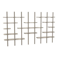 Modern beige shelving unit with sleek lines and simple pattern, ideal for any contemporary space.