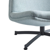 Light blue chair upholstery with a textured pattern and a sleek black metal base. Perfect for modern decor.