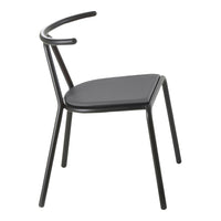 Black metal chair with a sleek, minimalist design and smooth, matte finish. Modern and stylish addition to any decor.