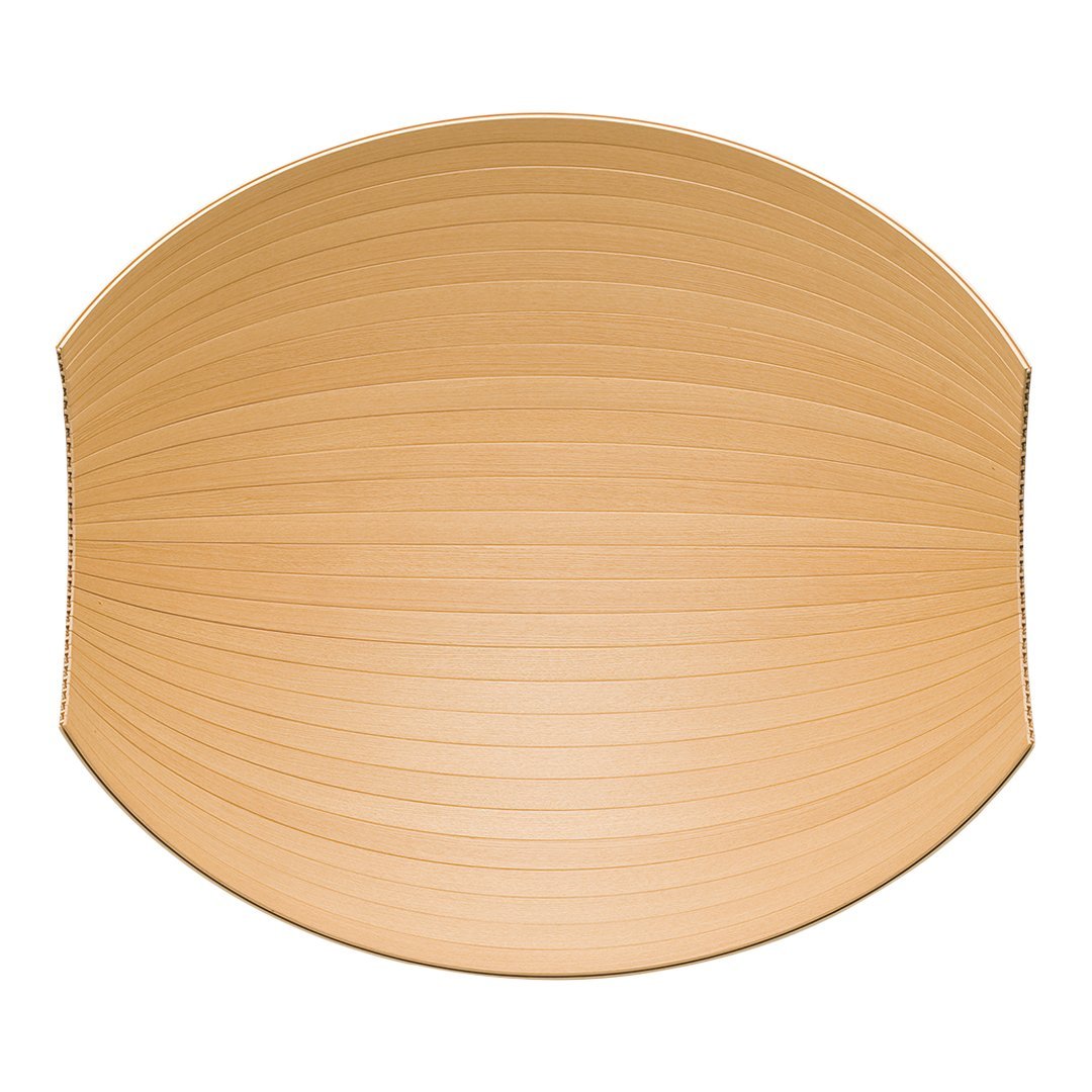 Natural wood grain pattern in warm beige tones, featuring smooth curved edges and subtle horizontal lines.