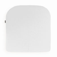 White square cushion with a smooth texture and rounded corners, perfect for minimalist decor.