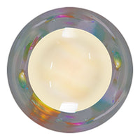 Iridescent round decorative orb with pastel colors and a glossy finish, featuring a soft gradient and subtle rainbow reflections.