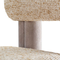 Beige woven fabric paired with a soft, light gray base; sleek, modern design with textured patterns.