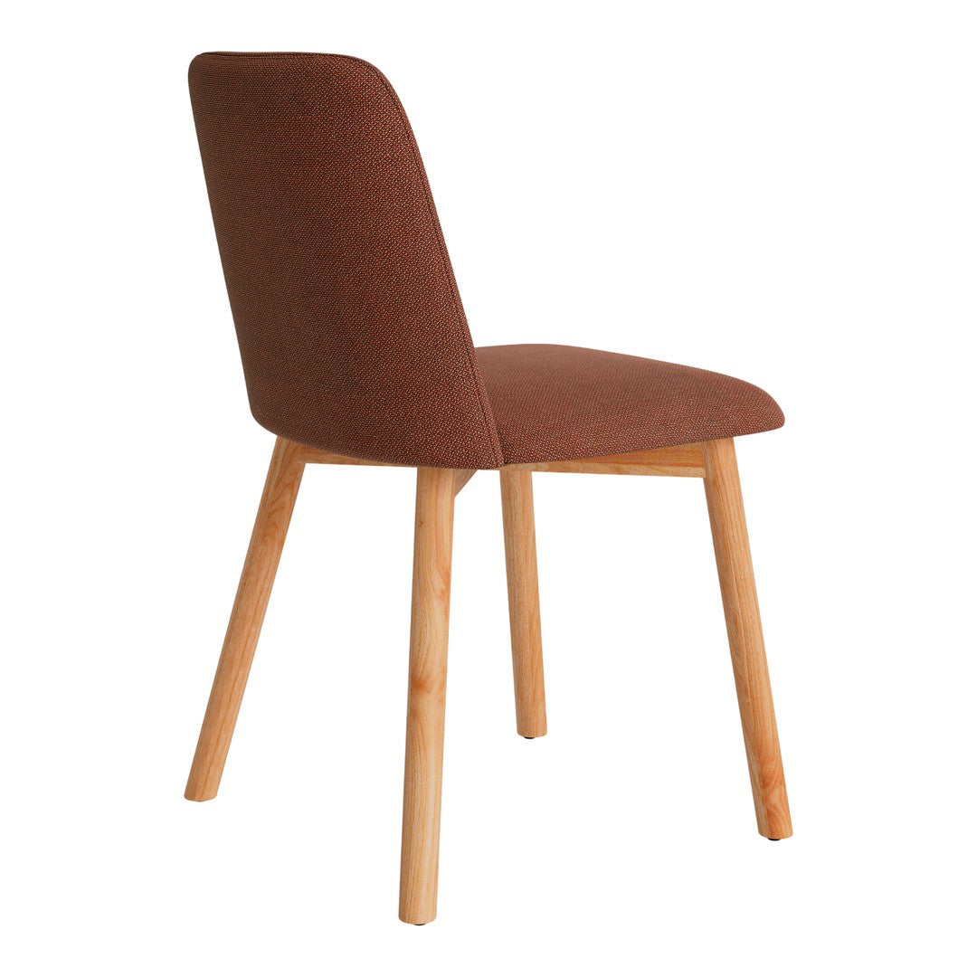 Brown textured upholstery chair with light wood legs, perfect for modern decor.