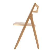 Light wood chair with a minimalist design, featuring natural beige tones and smooth, curved lines.