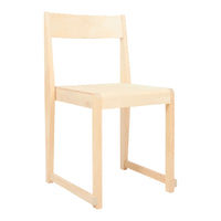 Light natural wood chair with a smooth, minimalist design and clean lines, perfect for modern decor.