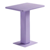 Purple square table with a sleek, modern design and a solid, uniform color for contemporary decor.