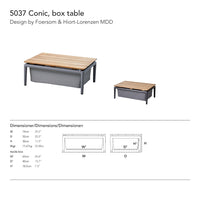 "Stylish conic box table with a warm wood top and sleek gray base, perfect for modern decor."