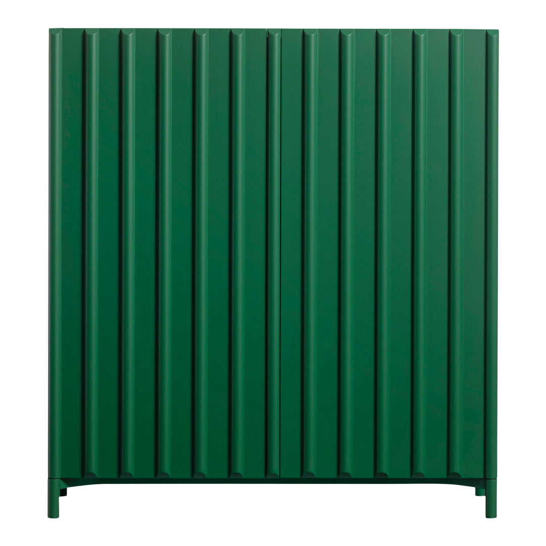 Green vertical slat panel with a ribbed texture, perfect for adding a bold color accent to any space.