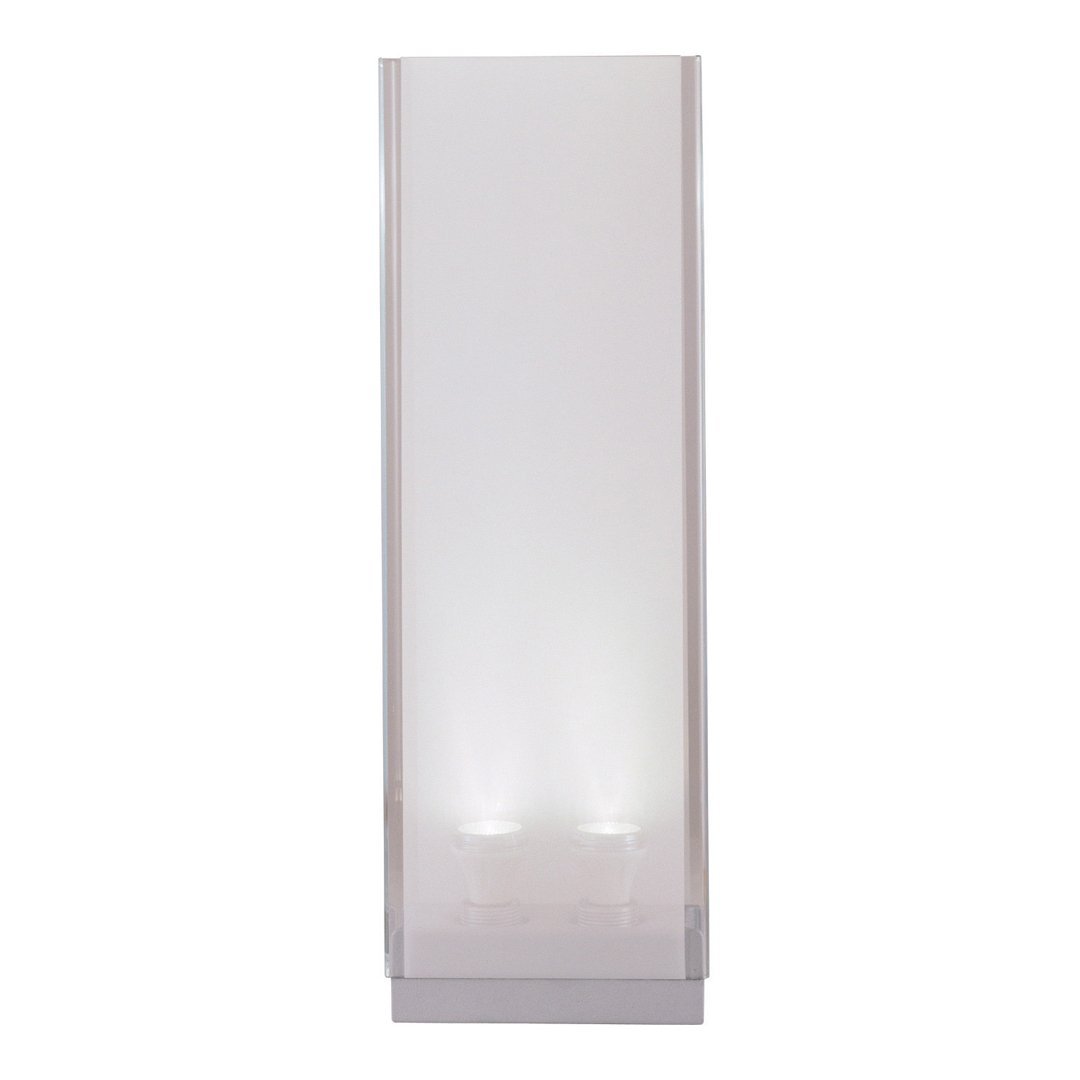 Sleek modern lamp in frosted white with subtle lighting effect, perfect for contemporary decor.