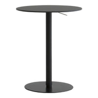 Minimalist black round table with a sleek, smooth finish and a sturdy cylindrical base. Ideal for modern decor.