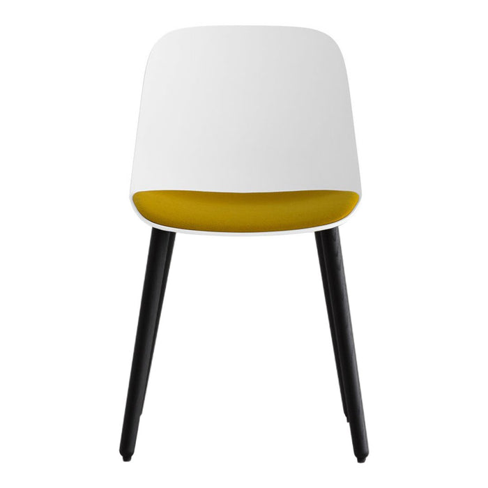 Seela Side Chair - Black Wooden Base, Seat Upholstered