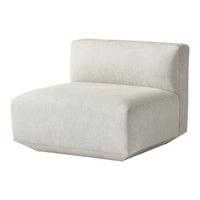 Textured light beige accent chair with a minimalist modern design, featuring a smooth, soft fabric finish.