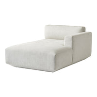 Elegant off-white chaise lounge with a minimalist design and soft texture, perfect for modern interiors.
