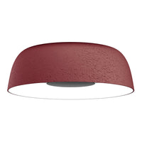 Round ceiling lamp with a textured burgundy shade and sleek gray base, perfect for modern decor.