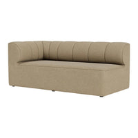 Beige tufted sofa with a sleek, modern design and smooth fabric texture, perfect for contemporary decor.