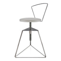 Modern white adjustable stool with a sleek metal frame and minimalistic geometric design.