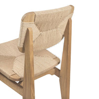 Natural beige woven seat and backrest with wooden frame, featuring a simple geometric pattern.