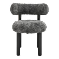 Gray textured chair with a fuzzy, cloud-like pattern and sleek black legs, perfect for modern decor.