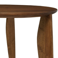 Natural wood table with a warm, rich brown finish and smooth, rounded edges. Beautifully crafted design.