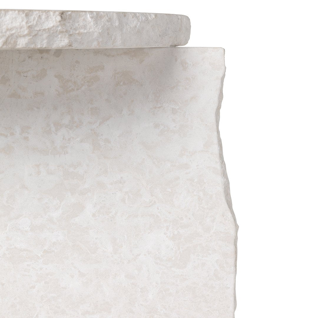 Light beige textured surface with subtle pattern and smooth, polished top edge. Ideal for modern decor.