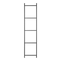 Black metal ladder shelf with a sleek, minimalist design and four open shelves for storage or display.