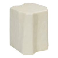 Light cream hexagonal ceramic stool with a smooth matte finish, showcasing a minimalist design.