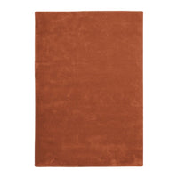 Solid terracotta orange area rug with a soft, plush texture, perfect for adding warmth to any space.