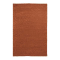 Rust-orange rectangular rug with a smooth, solid texture, perfect for adding warmth to any space.