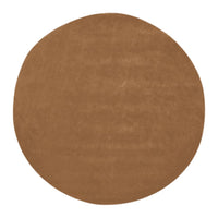 Round brown area rug with a smooth, solid texture, perfect for adding warmth to any space.