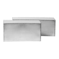 Metallic silver rectangular blocks with smooth surfaces and subtle reflections. Ideal for modern decor.