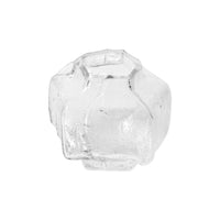 Clear glass decorative piece with a unique, organic shape and subtle texture. Perfect for modern interiors.