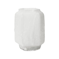 Textured white glass vase with a subtle frosted finish and soft contours, perfect for modern decor.