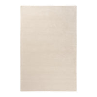 Soft beige area rug with a smooth, solid pattern, adding a warm touch to any room decor. Perfect for minimalist designs.