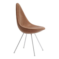 Brown upholstered chair with a sleek, modern design and silver legs, perfect for contemporary decor.