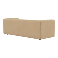 Beige rectangular sofa with a smooth fabric finish and minimalist design, perfect for modern decor.