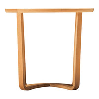 Light wooden console table with smooth, curved edges and a natural finish, perfect for minimalist decor.