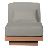 Gray upholstered chair with a smooth texture and wooden base, featuring a simple and modern design.