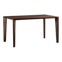 Dark walnut dining table with a smooth, minimalist design, showcasing natural wood grain patterns. Perfect for contemporary decor.