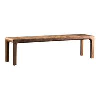 Natural wood bench with a smooth, warm brown finish and minimalist design. Perfect for modern decor.