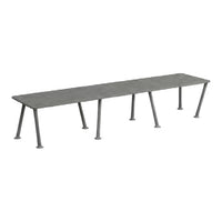 Gray minimalist bench with sleek lines and a smooth surface, perfect for modern spaces.