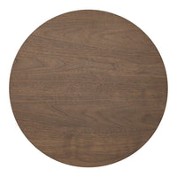 Round wooden table top in rich brown finish with subtle grain pattern. Ideal for modern or rustic decor.