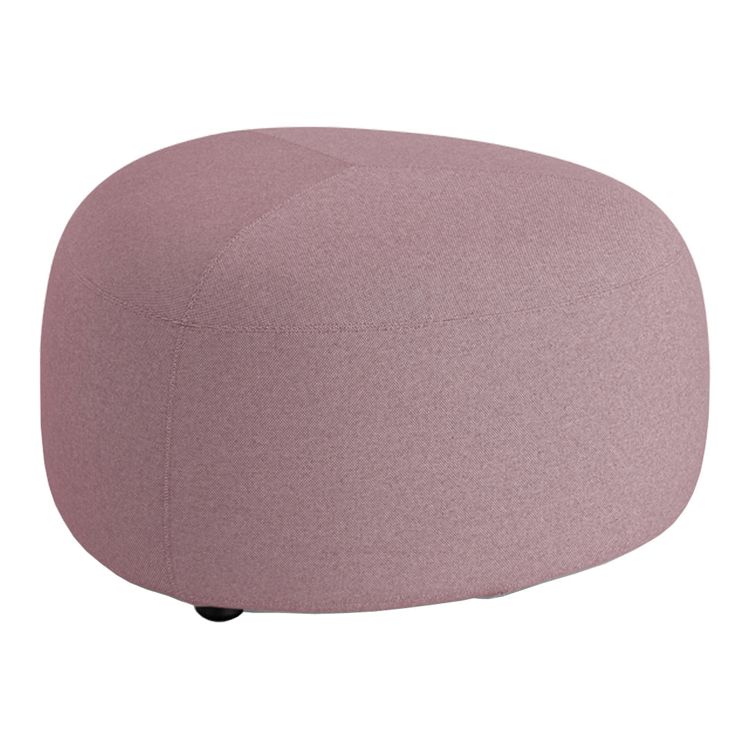Soft mauve upholstery with subtle textured pattern, featuring a rounded, contemporary design. Ideal for modern decor.