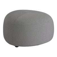 Gray textured pouf with a contemporary rounded shape, perfect for modern decor.