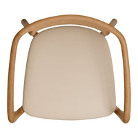 Beige seat with smooth texture, complemented by natural wooden armrest design, perfect for modern decor.