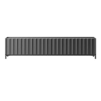 Sleek black sideboard with vertical ribbed texture, perfect for modern interiors.