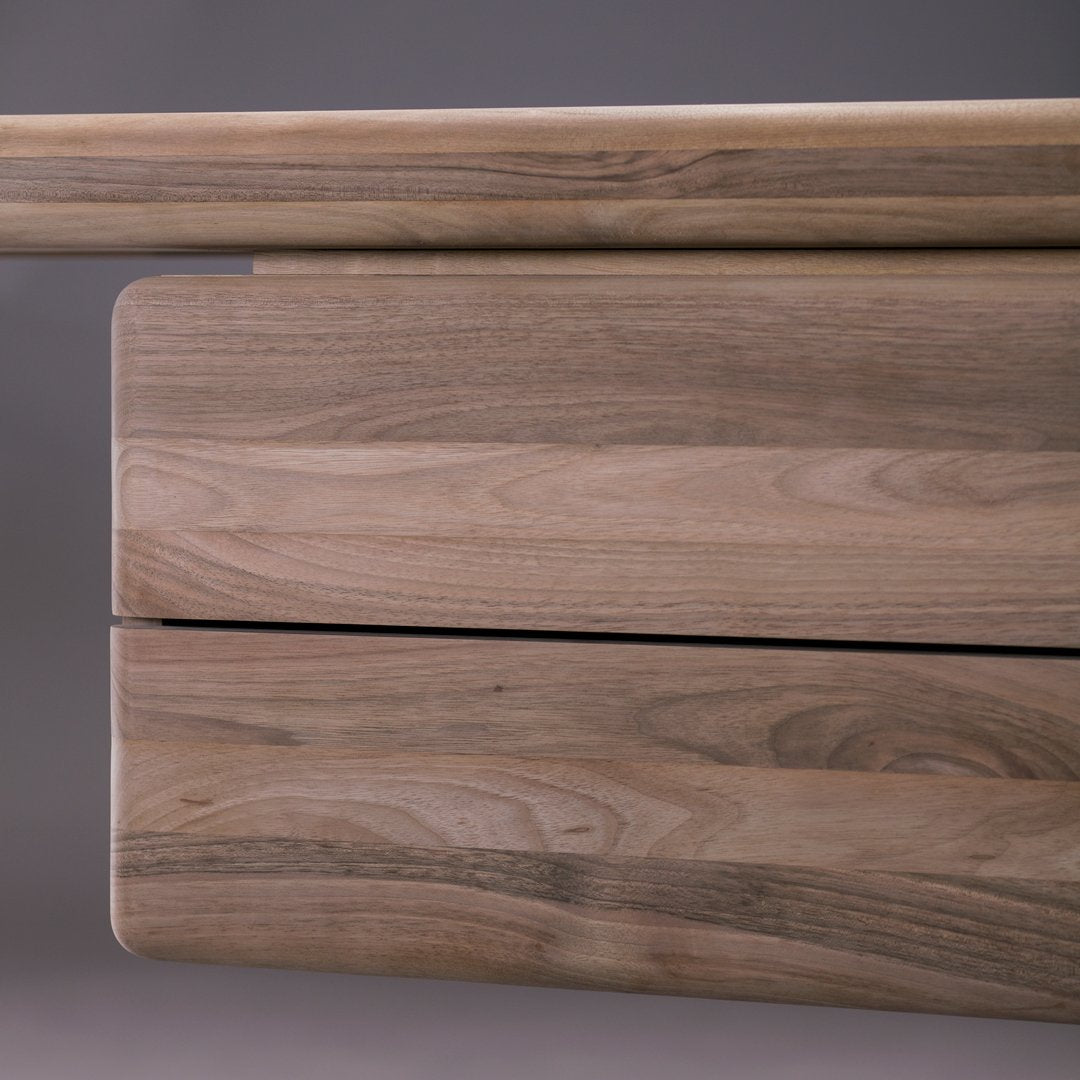 Natural wood finish with smooth grain patterns in light beige and warm browns, showcasing a minimalist design.