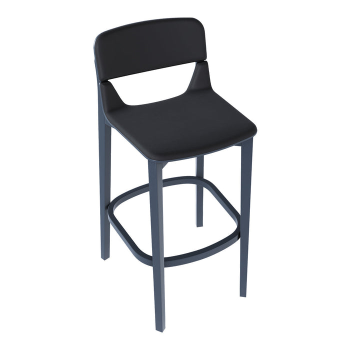 Leaf Barstool w/ Backrest - Seat Upholstered - Oak Pigment Frame