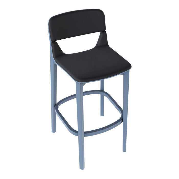 Leaf Barstool w/ Backrest - Seat Upholstered - Beech Pigment Frame