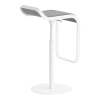 White modern bar stool with a textured gray seat and sleek design. Ideal for contemporary spaces.